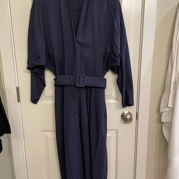 Vintage Rabbit Rabbit Rabbit Elegant Navy Belted Dress - Picture 2 of 7